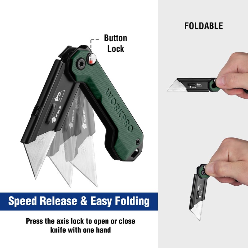 WORKPRO EDC Folding Utility Knife, Mini Box Cutter with Quick