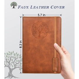 Biuwory Lined Journal Notebook for Women Men,256 Pages A5 Hardcover Leather Journals for Writing,Travel,Business,Work & School,College Ruled Notebooks for Note Taking, Diary Notepad 5.7"×8.3"(Brown)