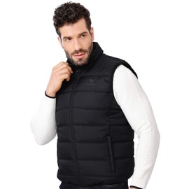 CAMEL CROWN Puffer Vest Men Quilted Winter Padded Sleeveless Jackets Gilet for Casual Work Travel Outdoor New Black XXL