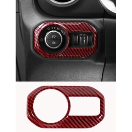 Savadicar Red Carbon Fiber Interior Accessories - Headlight Switch Trim for 2018-Present Jeep Wrangler JL JLU 4XE & Gladiator JT - Premium Texture Interior Decor Upgrade Option, 1-Piece