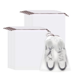 HARFINGTON 13pcs Transparent Shoe Bags 15.7" x 11.8" Clear PE Waterproof Shoe Bags Large Portable Travel Storage Organizer with Drawstring Fit Men and Women for Travel Sport Home Use, White