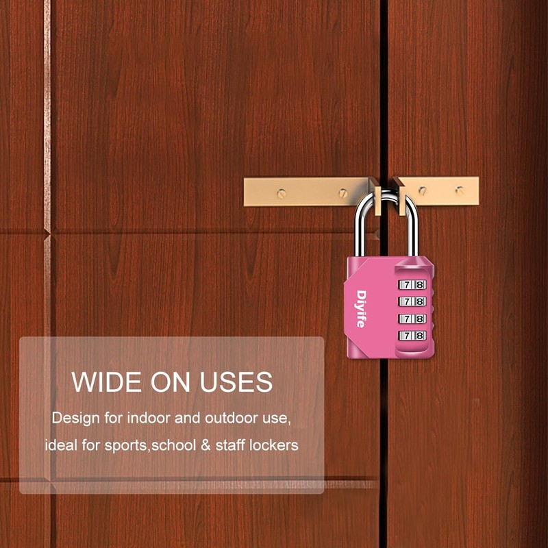 Combination Padlock, Diyife Heavy Duty 4 Digit Padlock Weatherproof Outdoor