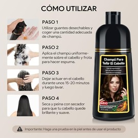 Chestnut Brown Hair Dye Shampoo,Tinte Cubre Canas - Shampoo Con Tinte Para El Cabello, Fórmula con Extractos Herbales(Marrón, 500ml)