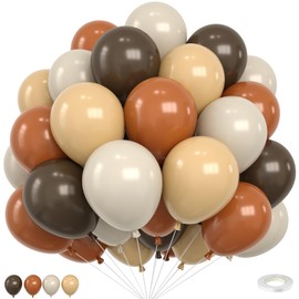 Brown Balloons,12 Inch Retro Brown Sand White Cocoa Coffee Apricot Beige Nude Balloons with Ribbon,for Neutral Bear Birthday Baby Shower Wedding Party Decorations