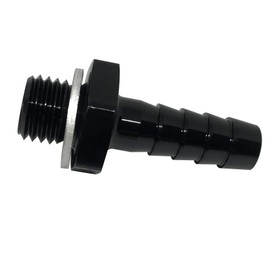M12 x 1.5 to 5/16 Barb Pump Hose Fitting Adapters Aluminum M12x1.5 Metric Male to 5/16" 8mm Barbed Push On Adaptors Tail Straight Black Anodized with AL Spacers
