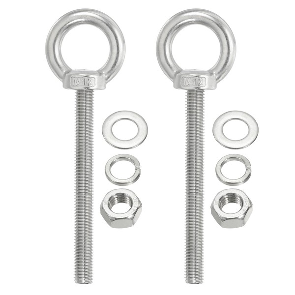 PATIKIL M12 x 120mm Lifting Shoulder Eye Bolts, Set of