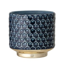 Nordring Ceramic Flower Pot Goldy - colorful Planter, Pot for plants, sukkulents Size S (10 cm ø) Dia 4.125'' H 3.875'', Stoneware, petrol