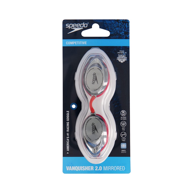 Speedo Vanquisher 2.0 ミラースイミングゴーグル レッド