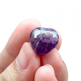 Sunshcat Natural Amethyst Heart Love Carved Palm Worry Chakra Reiki Balancing Crystal and Healing Stone,Valentine's Day Gift Thanksgiving Gift Indoor Decorative Stone(0.6 Inchs)