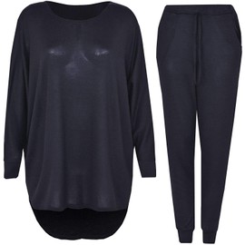 Crazy Girls Womens Hi Low Top Loungewear, Black, XXL (UK 20-22)