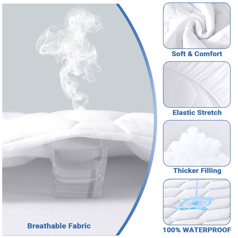 2 Pack King Mattress Protector, Waterproof Mattress Cover King Size