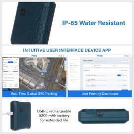 PEEQ - POM GPS Tracker - Global Connectivity Boat, Motorcycle, ATV, Car Tracker - Dark Teal