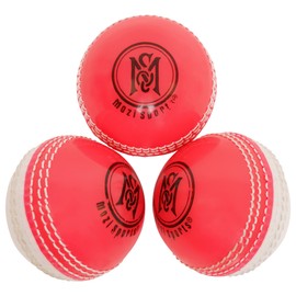 Soft Cricket Balls - Durable Stitched Seam Soft PVC Practice & Training Cricket Balls Standard Size (Pink/White)