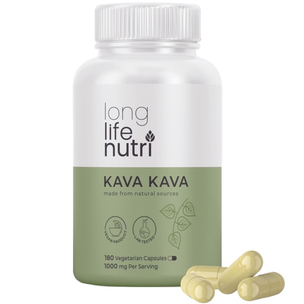 Kava Kava Extract Supplements 1000mg | Natural Herbs | High Levels of Piper Methysticum and Kavalactones| 180 Vegetarian Capsules
