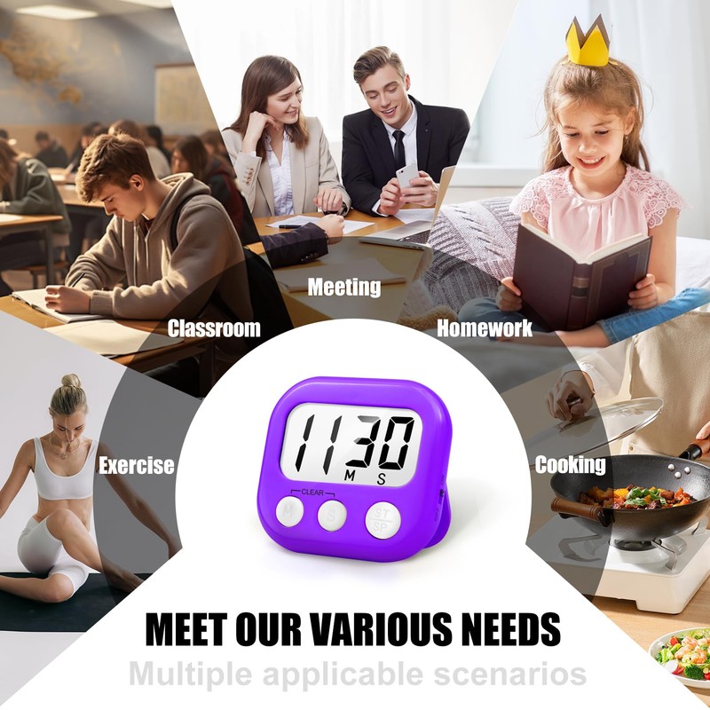 2 Pack Digital Kitchen Timer for Cooking Big Digits Loud