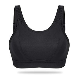 Wingslove Women’s Sports Bra High Impact Bounce Control Adjustable Workout Bra Non Padded Wirefree Yoga Bras (Black,36G)