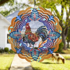 Rooster Metal Wind Chime - Chicken Gifts for Women Mum Grandma Wife Hanging Rooster Wind Spinner for Outdoor & Indoor Decorations, 30 cm Wind Spinner for Christmas Ornament Gifts