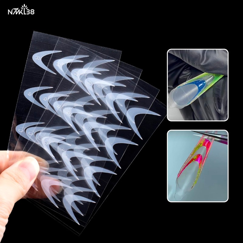 NMKL38 24pcs French Nail Line Stickers Reusable Silicone Pad Dual