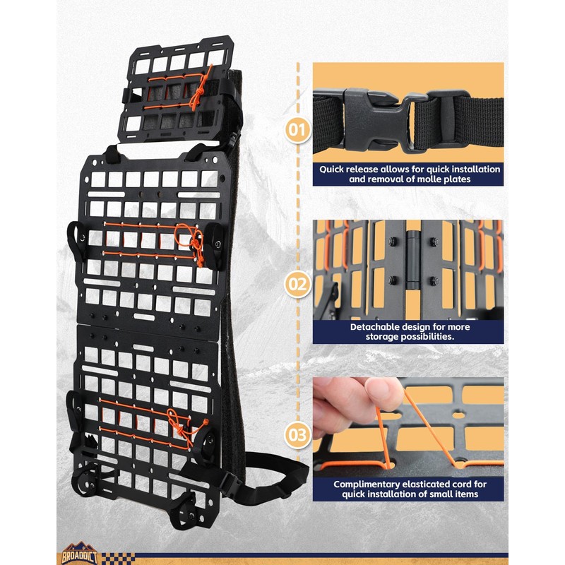 Broaddict Rigid Molle Panels fit for Vehicles + Headrest Molle