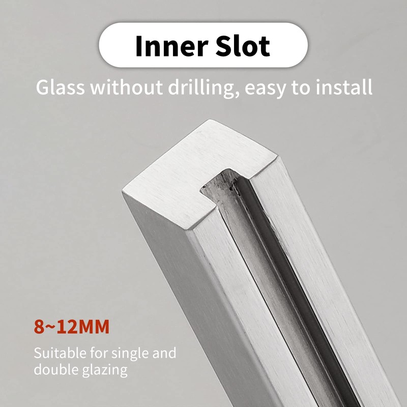 Glass Balustrade Post 37.4" End Post, 304 Stainless Steel Black