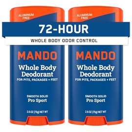 Mando Desodorante de Cuerpo Entero para Hombre - Barra Sólida Suave - Control de Olor A 72 Horas - Libre de Aluminio, Libre de Bicarbonato de Sodio, Seguro para La Piel - 2.6 Onzas(Paquete de 2) - Pro