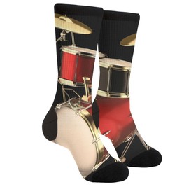 Drum Set Unisex Adult Fun Cool 3D Print Colorful Athletic Sport Novelty Crew Tube Socks