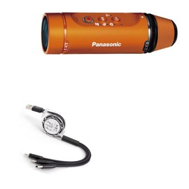 BoxWave Cable Compatible with Panasonic HX-A1 - AllCharge miniSync, Retractable, Portable USB Cable - Jet Black