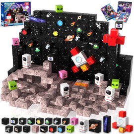 Goody King 100PCS Space Rocket Magnetic Building Blocks |Space Adventure Magnetic Tile Set, STEM Montessori Stacking Toy, Building Playsets for Boys and Girls Ages 3-10,Sensory Tile Christmas