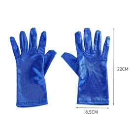 Lansonee 1 Pair Short Satin Gloves Women's Gown Gloves Vintage Opera Wedding Banquet Dress Glove for Party Dance-Royal Blue