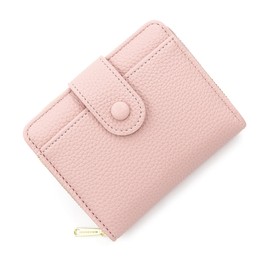 Auliuse Small Wallet for Woman Ladies Purse Leather Blocking Bifold Small Purse with Zipper Pocket for Credit Card and ID Holder (Pink)