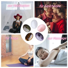 GUJOXILA 2.4 Inch Unakite Healing Stones Worry Stone Oval Large Stone Gemstones Natural Polished Bag Palm Bag Stone Chakra Reiki Therapy Healing Energy Stone Balancing Gift