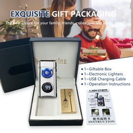 SKRFIRE Plasma Lighter Rechargeable Electric Lighter for Candle Arc Type C Electronic Torch Lighter Windproof Portable Metal Lighter with LED Power Display for Camping, Hiking, BBQ (silvery)