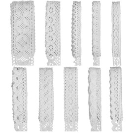 ZNZAKKA White Cotton Lace Ribbon Trim, Crochet Lace Ribbon for Crafts Sewing, Scrapbooking Decoration Supply, 20 Yards (White)