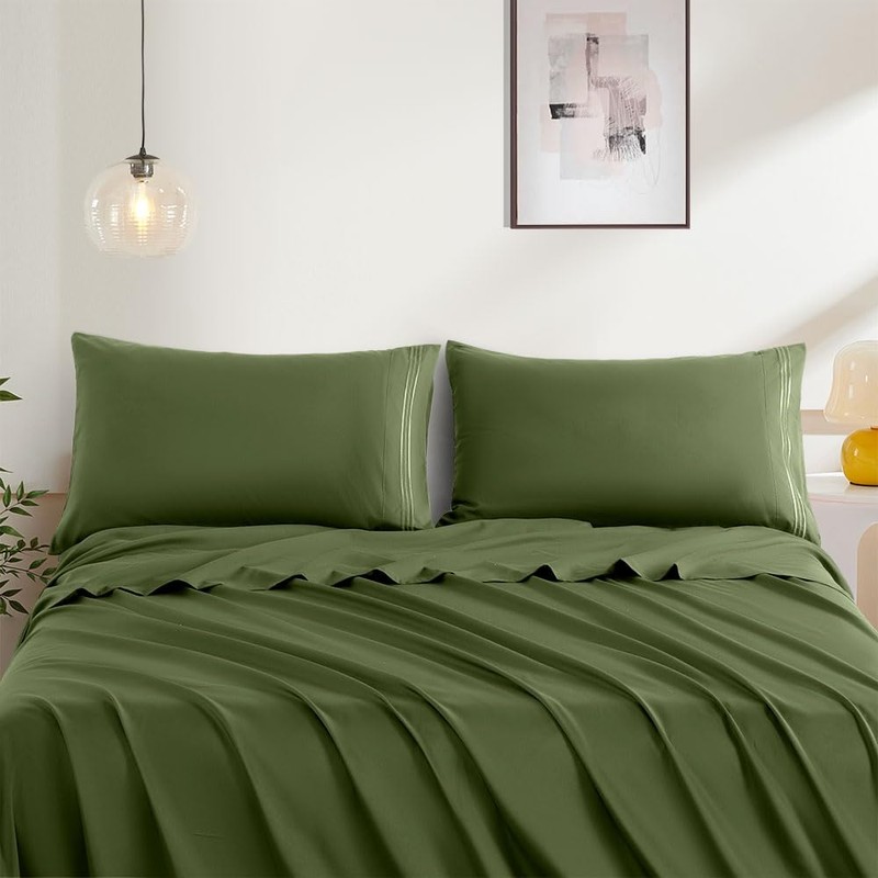 2 Pack Standard Pillow Cases, Microfiber Pillowcases Dark Olive Green