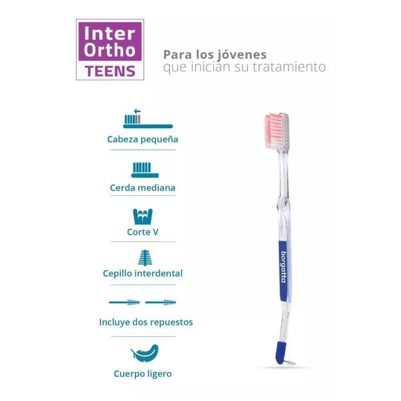 Borgatta Teens 10 Cepillos Dental Inter Ortho Teens Brackets Ortodoncia