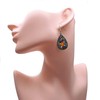 Tear Drop Shaped Patterned Multi-Colour Enamel Charm Bead Earrings in
