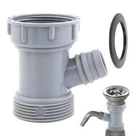 Kitchen Sink Drain Pipe Adapter Wye, 45mm 3 Way Y-Shaped Strainer Connector, Waste Outlet Male Female Thread Fitting with Dishwasher Input(COLOR:Grey)