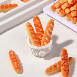 6-Piece 1/12 Scale Resin Miniature Bread Set - Hyper-Realistic Baguettes & Croissants for Dollhouse Kitchens, Model Train Scenes and Photography Props, Mini Bakery Decor