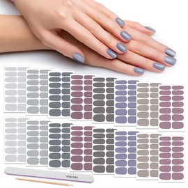 DANNEASY 16 Sheets Nail Wraps for Women Nail Polish Strips Solid Color Self Adhesive Nail Polish Stickers Stick On Nails Nail Art Accessories with 1pc Nail File, Cuticle Stick (Gray)