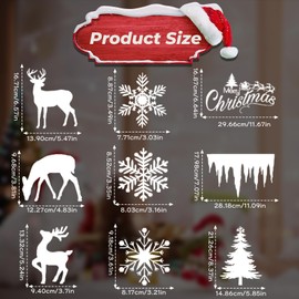 KIPTVO 300PCS Christmas Window Stickers, Static Window Clings, Snow and Santa Claus Flakes Stickers Christmas Window, PVC Xmas Decals Decorations, for Winter Party Supplies Office Home