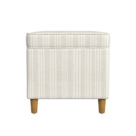 Spatial Order Home Decor | Dinah Collection Modern Storage Ottoman | Ottoman with Storage for Living Room & Bedroom(Cream Marigold Pinstripe Fabric)