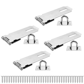 Bwintech Pack of 4 Padlock Hasp Latch Locks 5 Inch (125 mm) 304 Stainless Steel Door Lock Hasp Latch Hasp for Door Shed Gate Cabinet with Screw Brushed Nickel