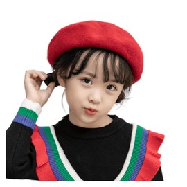 Classic French Painter Beret for Girls Kids - Wool French Style Beanie Hat Solid Color Winter-Warm Cap (for 3 to 6 Years)