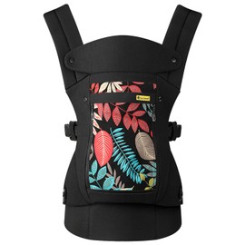 Baby Carrier Newborn to Toddler-Ergonomic,Ideal for Hands-Free Parenting, Enhanced Lumbar Support,Adjustable Soft Infant Carrier with Foldable Neck Support Pod, for Baby (Black Leaf-1)