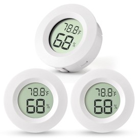 Atogou 3-Pack Mini Hygrometer & Thermometer, Indoor Outdoor Digital Humidity Meter Gauge Temperature, ℉/℃, for Home, Office, Reptile, Car, Greenhouse, Lab, Terrarium, Cellar.. A01 White