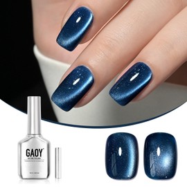 GAOY GAOY 16ml Deep Blue Cat Eye Gel Nail Polish, Glitter Holographic Nail Polish with Magnet, Reflective Translucent UV Gel, 2929 Mystic Blue