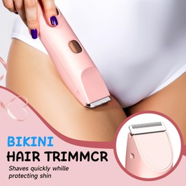 LUWUIDEN 2 in 1 Bikini Trimmer for Women, Smooth and Painless Electric Razors for Women, IPX7 Waterproof Women's Electric Shaver, Rechargeable Bikini Underarm Legs Arm Body Face Trimmer Womens Shaver (Pink)