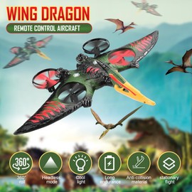 jaming RC Plane,2.4Ghz Remote Control Dragon Airplane RTF Foam Planes with 2 Batteries,Indoor and Outdoor Dinosaur Aeroscout Flying Toys for Kids Beginners & Little People Boys(Green)
