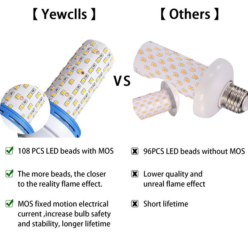 Yewclls LED Flame Effect Light Bulb, 4 Modes E26 Base