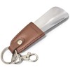 タブ付 ステンレス 短ヘラ 靴べら ポータブル シューホーン シューケア キーホルダー (Brown)